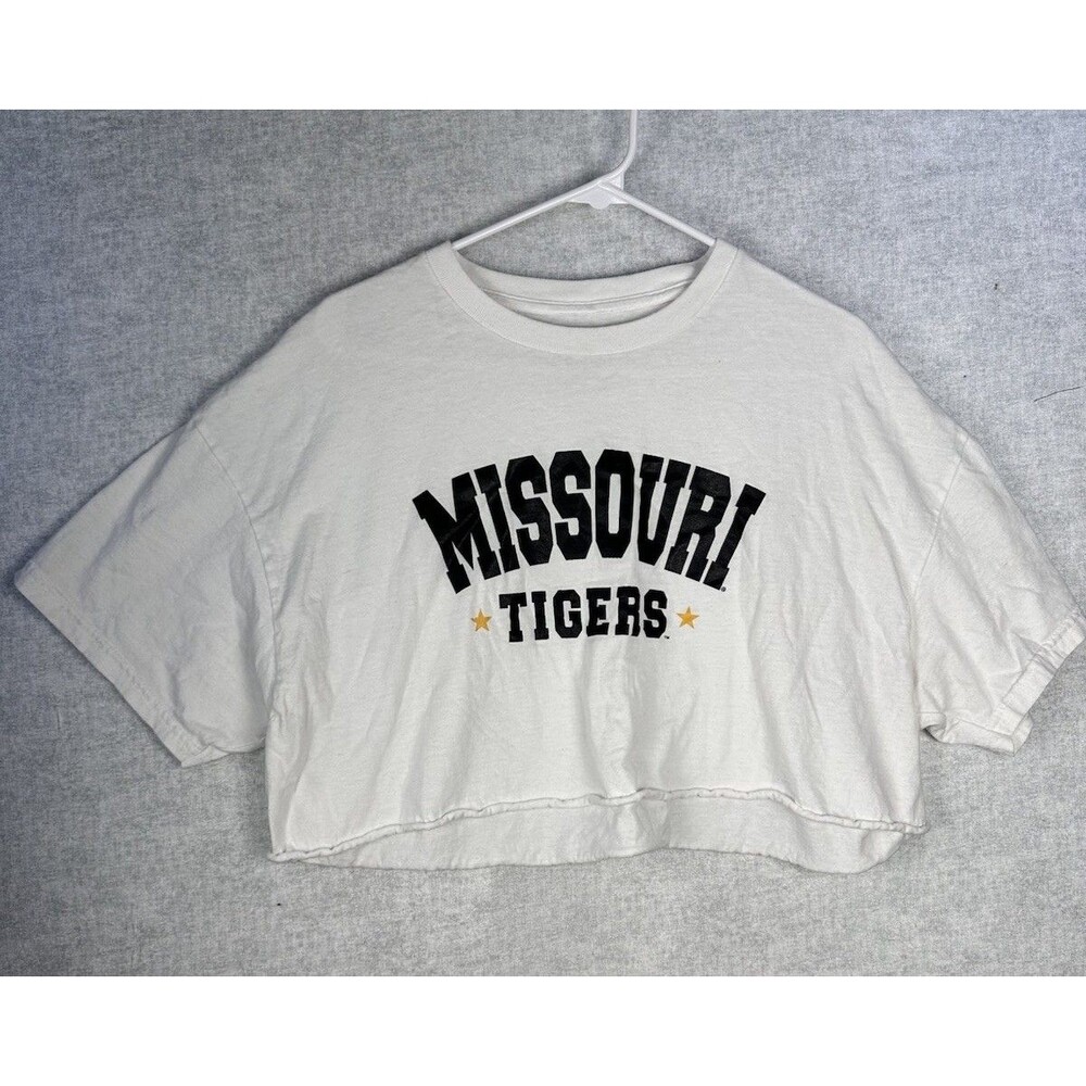 Missouri Tigers Women's XLarge Crop Oversized Tee Shirt White School Spirit Game